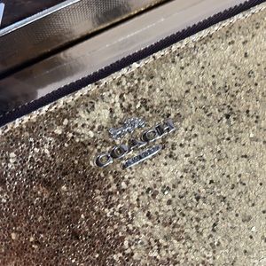 NWT COACH Gold Glitter Wristlet